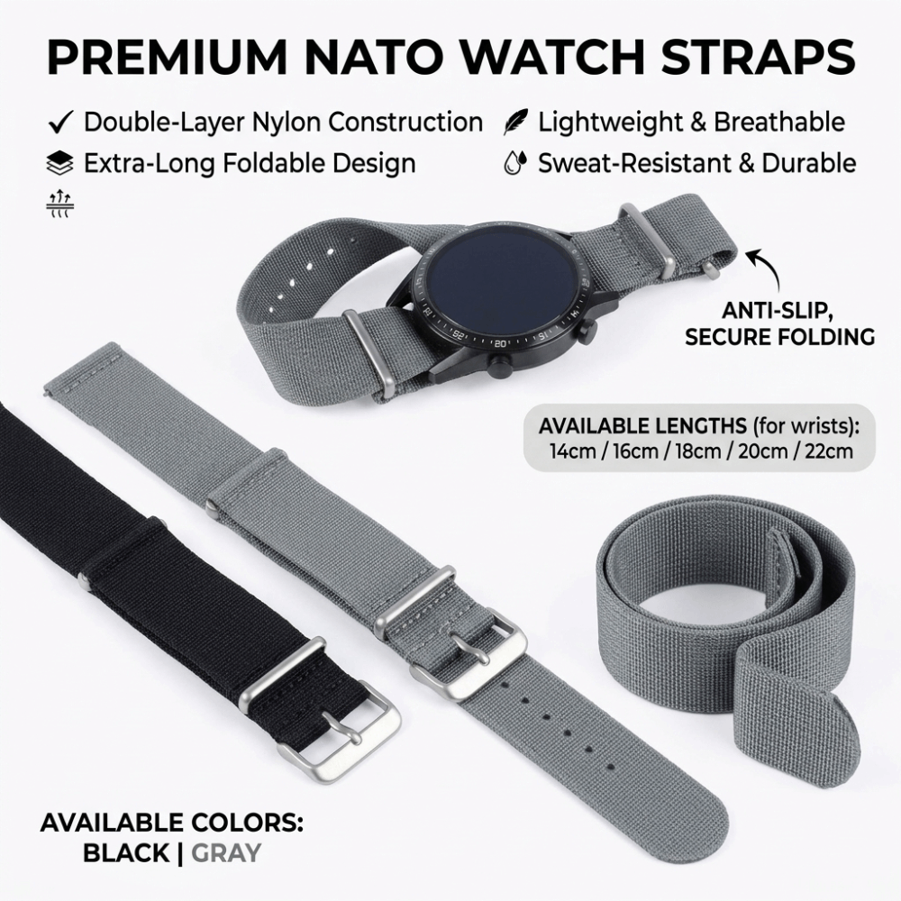 Nato Strap Nylon - 14/16/18/20/22Mm Gelang Jam Tangan NATO Gelang
