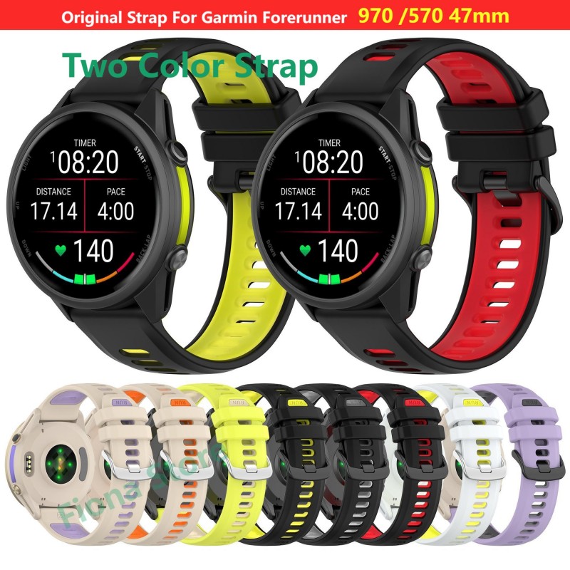 Silicone Watch Band 22Mm - Tali Bicolor 22Mm untuk Garmin Forerunner