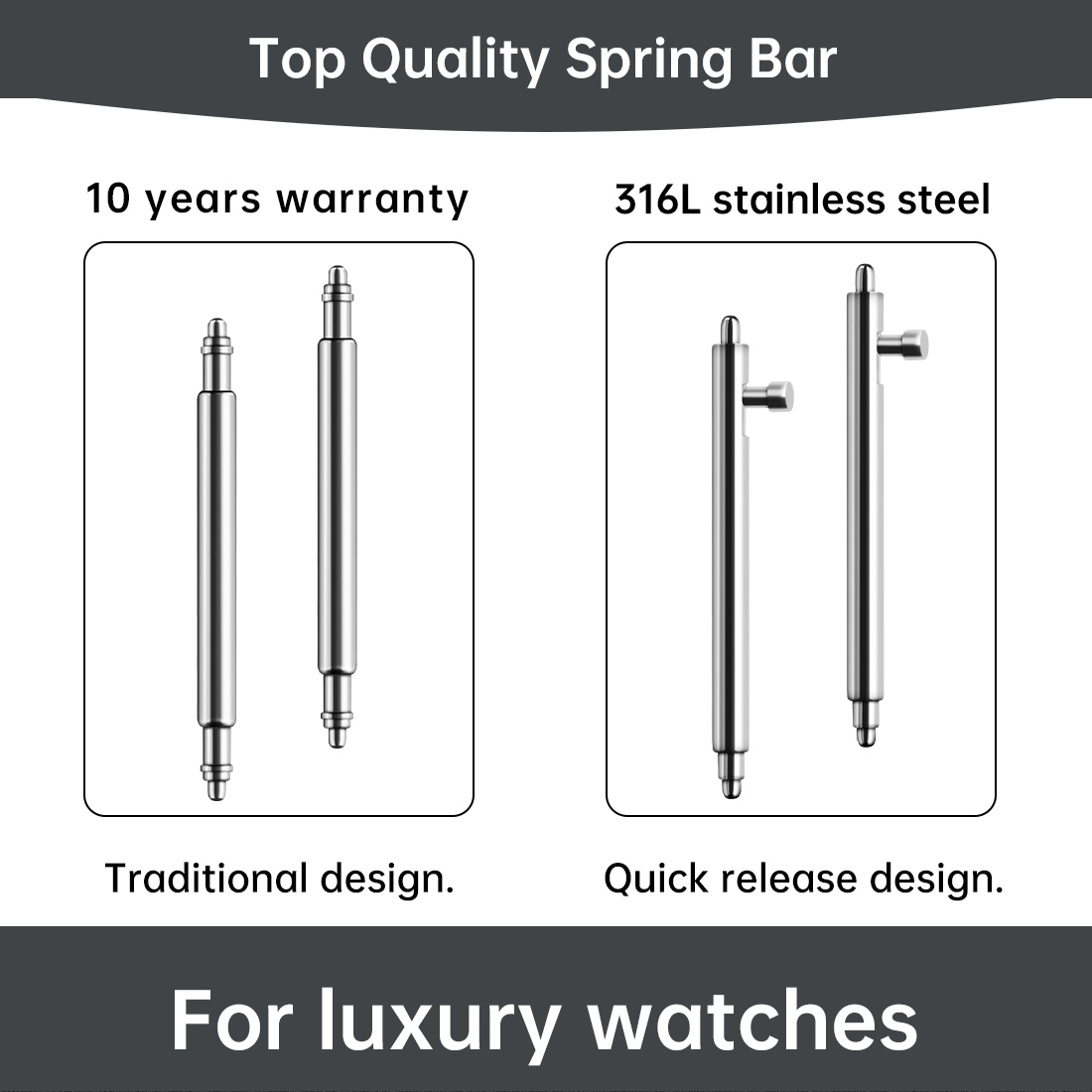 Leather Strap Quick Release - Maikes 316L jam tangan cepat lepas,