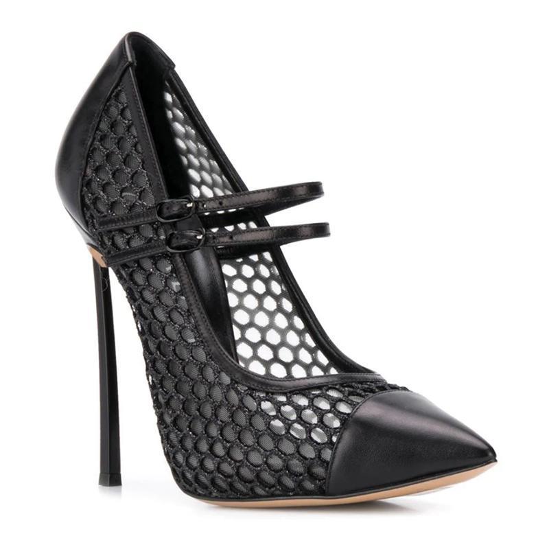 Mesh Strap Metal - Sepatu Hak Tinggi Wanita Model Runcing