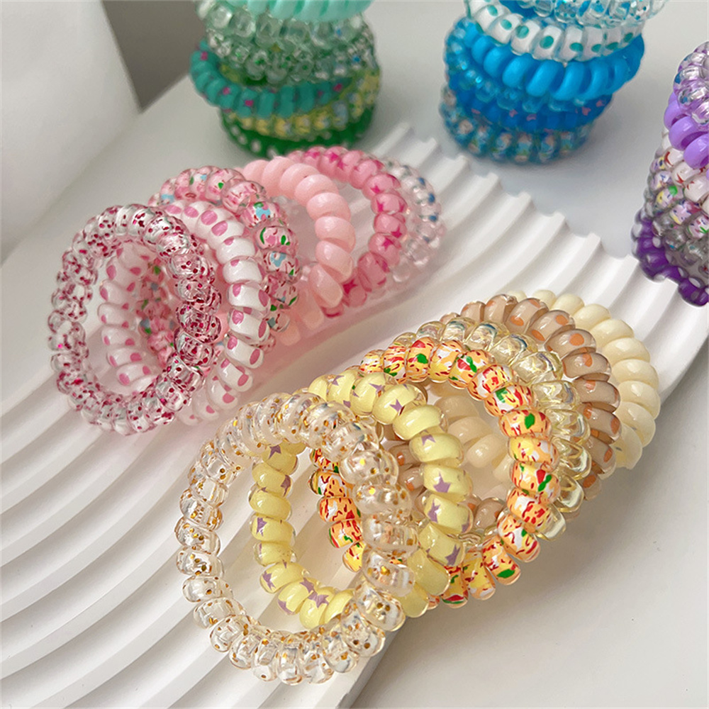 Silicone Band Women - 6 Buah Ikat Rambut Spiral Warna-warni
