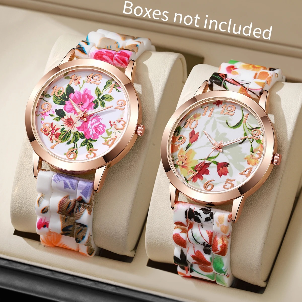 Silicone Band Women - 2 Buah Jam Tangan Wanita Bermotif
