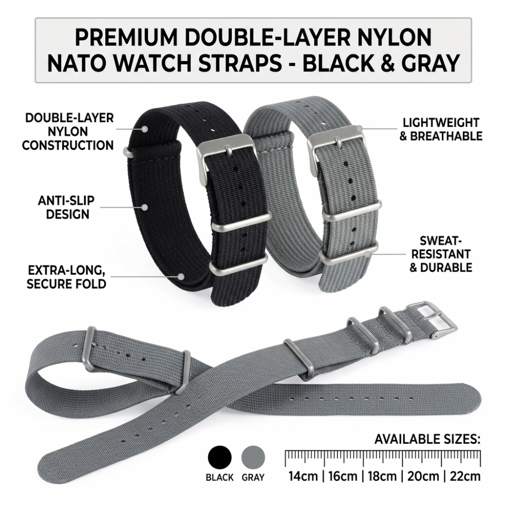 14/16/18/20/22Mm Gelang Jam Ta - Nato Strap Nylon ulasan dan harga