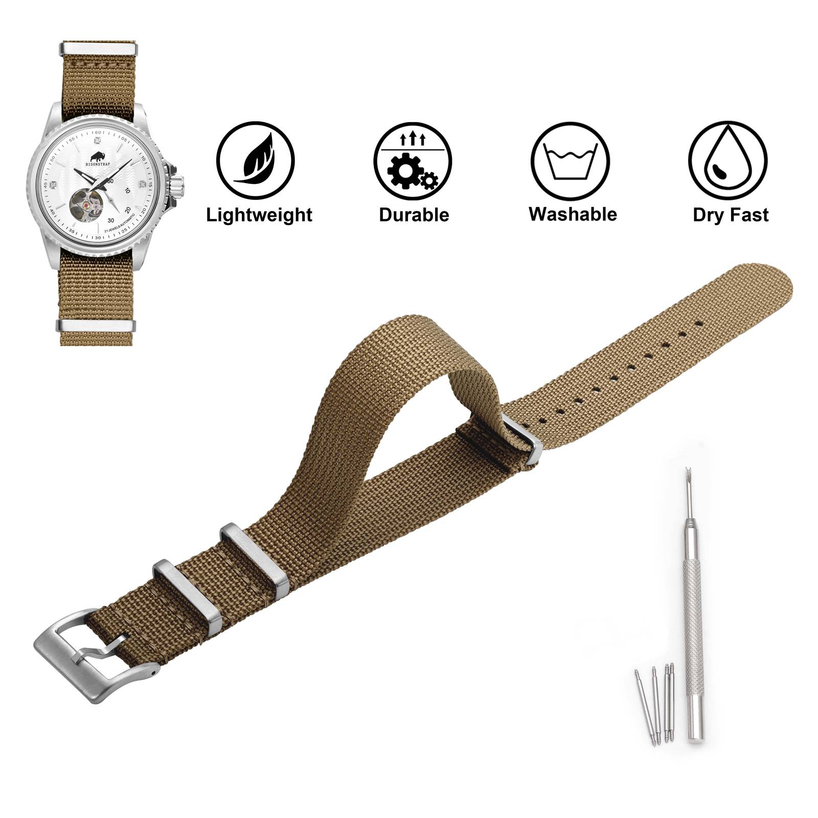 BISONSTRAP jam tangan pria, ta - Nato Strap Nylon ulasan dan harga