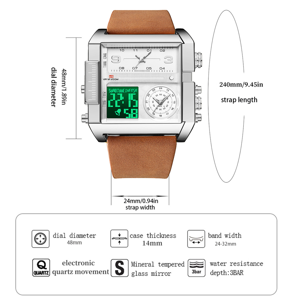 Jam Tangan Elektronik Pria Per - Leather Watch Band Men ulasan dan harga