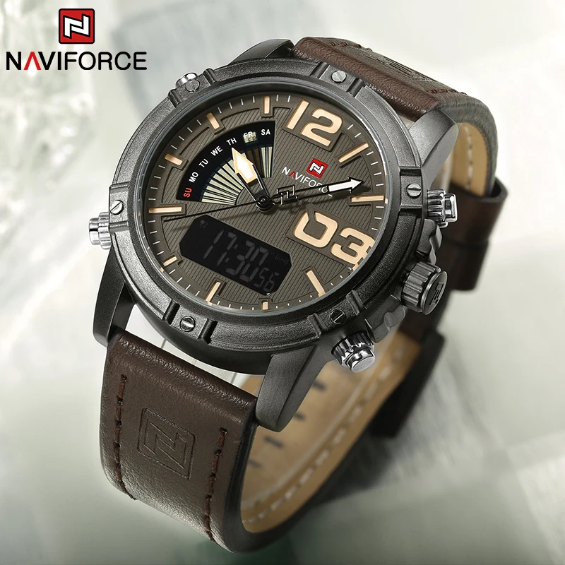 NAVIFORCE Jam Tangan Pria Berm - Leather Watch Band Men ulasan dan harga