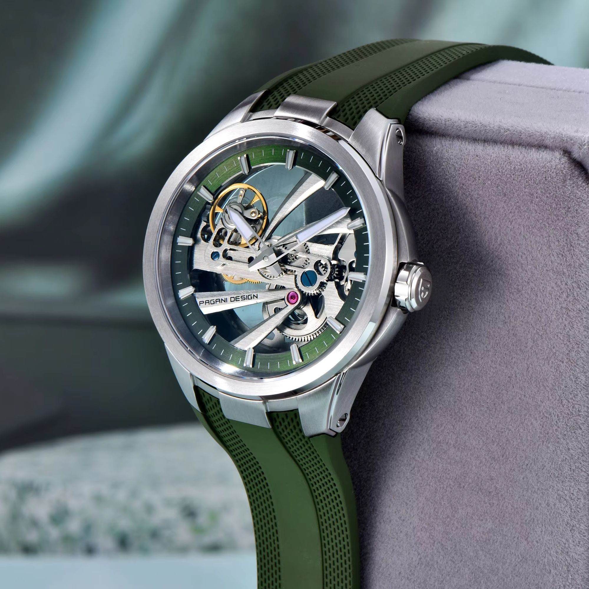 Jam Tangan Mekanik Green Skele - Rubber Strap Diver ulasan dan harga