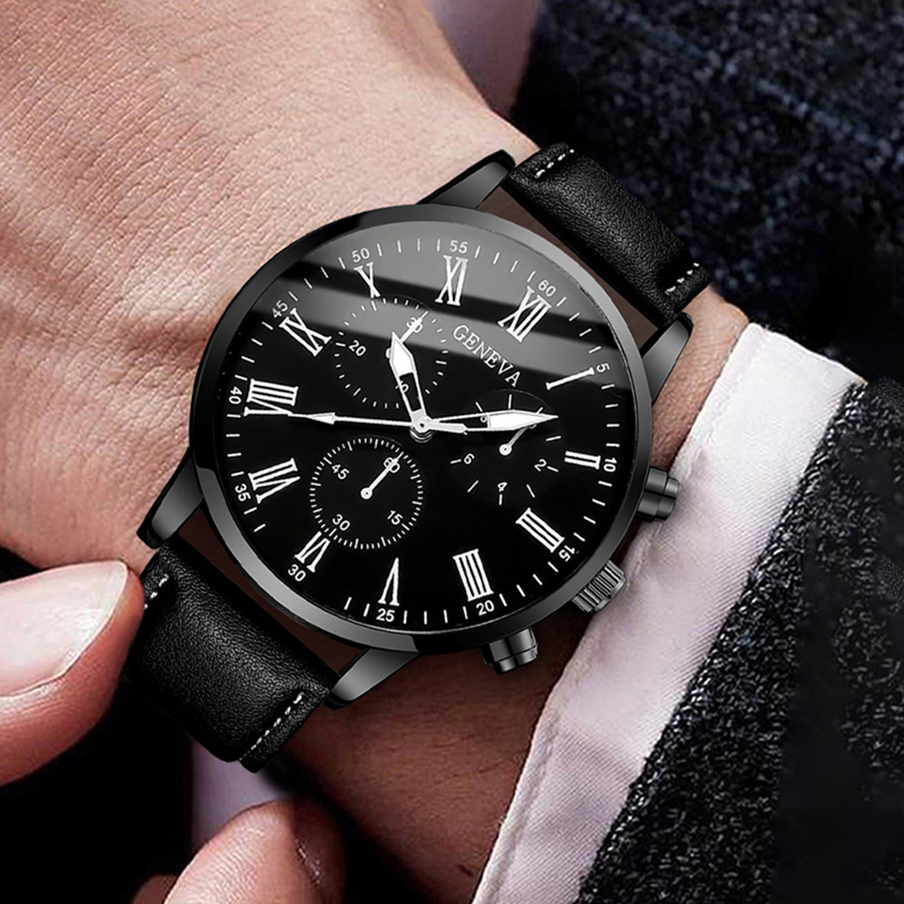 Jam tangan bisnis pria modis R - Leather Watch Band Men ulasan dan harga