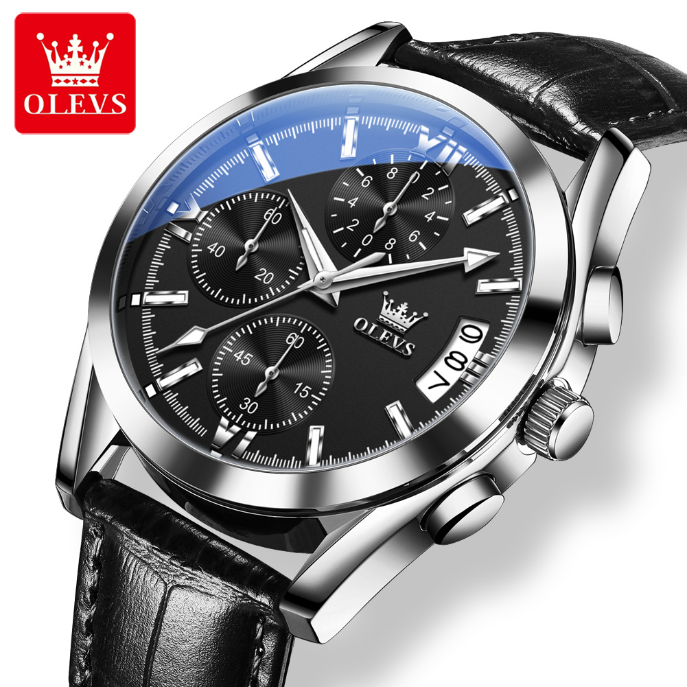 OLEVS Jam Tangan Pria Bermerek - Leather Watch Band Men ulasan dan harga